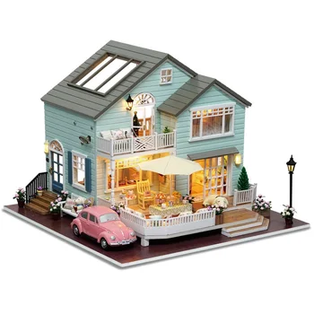 

Wood Dollhouse With Dust Cover Toys Miniature Dollhouse Casa De Boneca LOLs DIY House Speelgoed Voor Kinderen Maison De Poupee