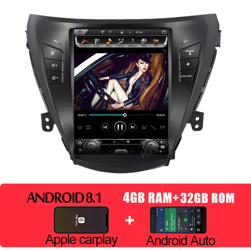 KiriNavi 10," Telsa стиль вертикальный экран 1 Din Android 8,1 Автомобильный DVD Радио для hyundai Elantra авто gps навигация 2012+ wifi 4G - Цвет: Android Car Radio