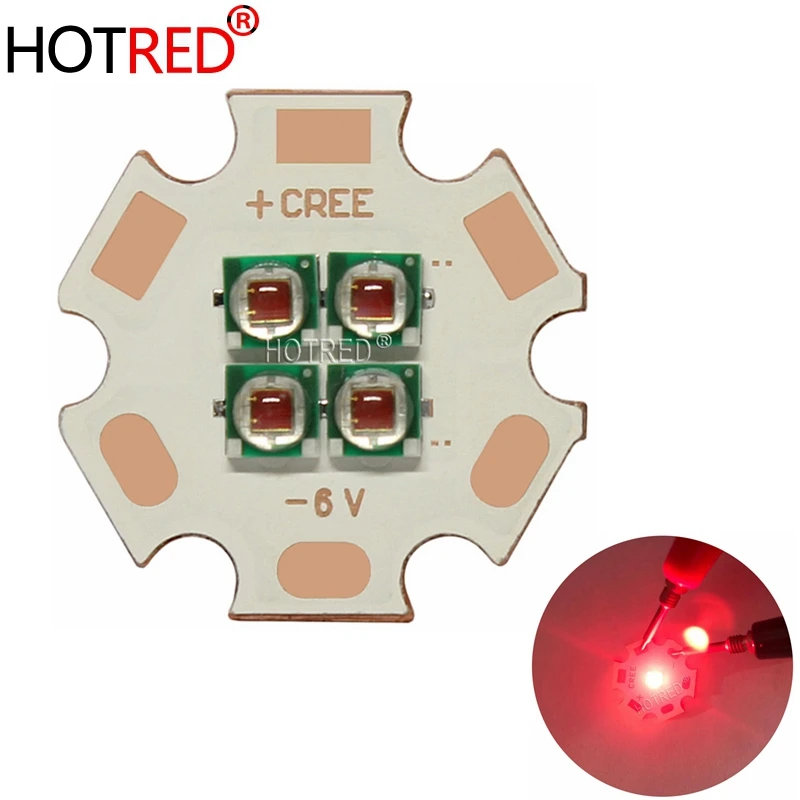 الة تصوير بالتفصيل تحول الى  Cree 10w Infrared Ir 730nm Led Emitter Bulb 4-led Multi-chip 3535 2v 4v 6v  Plant Grow Diode Array With 20mm Cooper Pcb - Light Beads - AliExpress