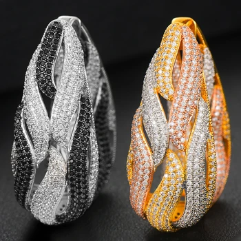 

GODKI Statement Brand Full Cubic Zirconia Big Hoop Earrings Trendy Circle Dangle Earrings Original Design boucle d'oreille