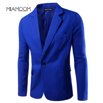 

MIAMOOM Fashion Men Solid Color Suit Jacket Single Button Casual Blazer Men