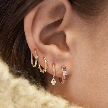 

4 Pcs/lot 2019 Brincos Female Rhinestone Stud Earrings Set Charm Gold Small Stud Earring for Women 2020 Trendy Jewelry