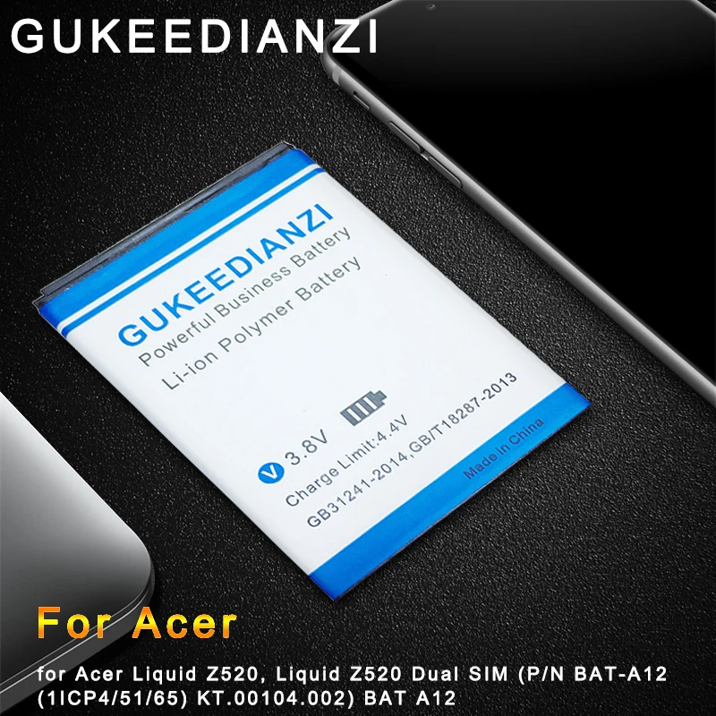 

GUKEEDIANZI BAT-A12 Mobile Phone Li-ion Battery 2000mAh For Acer Liquid Z520,Dual SIM (P/N BAT-A12(1ICP4/51/65)KT.00104.002)