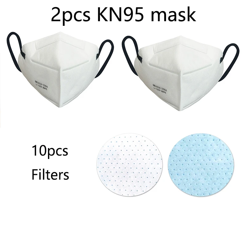 

Kn95 N95 PM2.5 Masks Cycling Face Mask Adjustable Reusable Filters Breathable Protective for Dust Smoke Gas Allergy Dropshipping