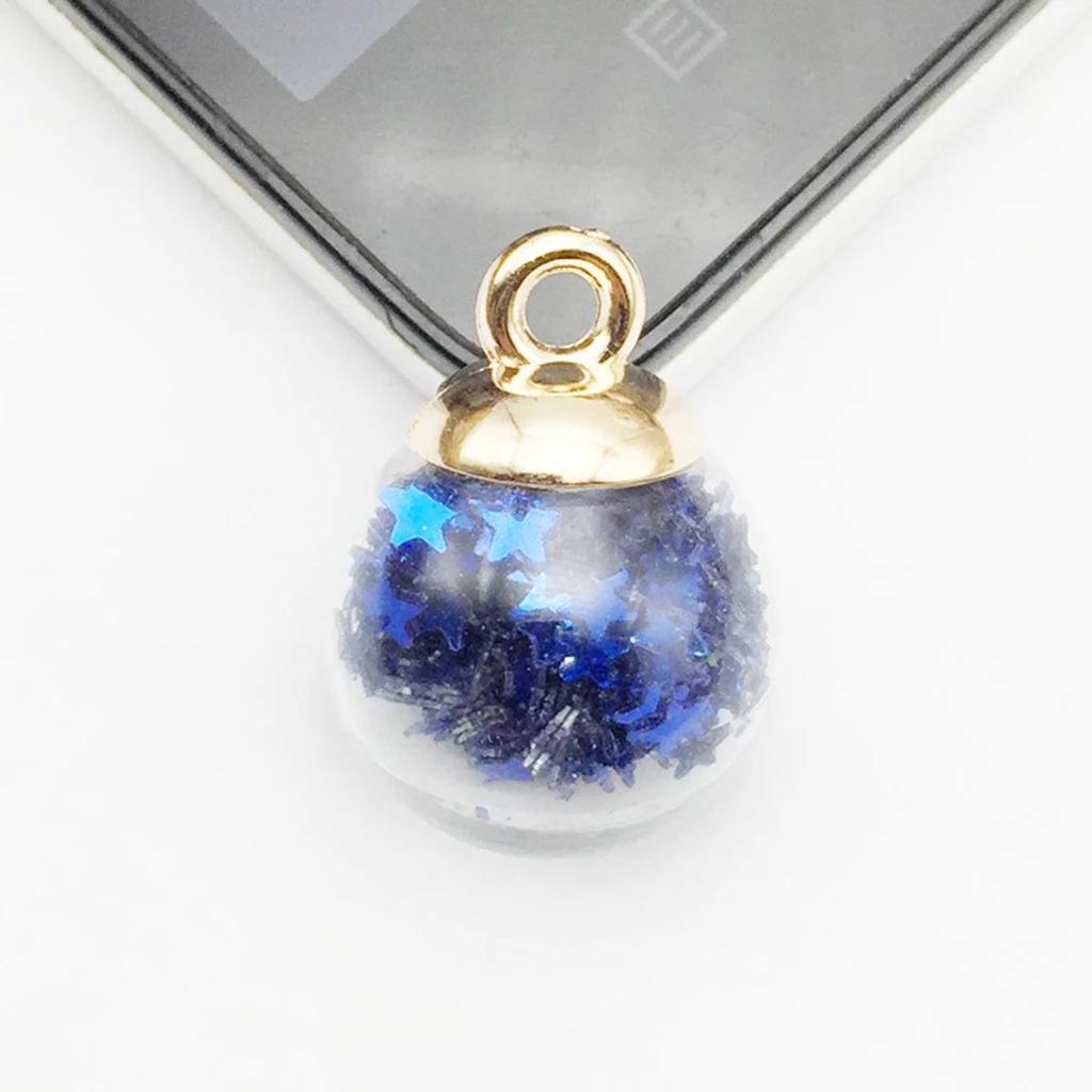 20pcs Best Wish Glass Ball Charms With Star for Necklaces Bracelets Earrings Jewelry Making DIY Crafts Tree Decors Assorted Blue