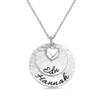 

Personalized Engraved Name Necklace Hammered Two Disc Necklace