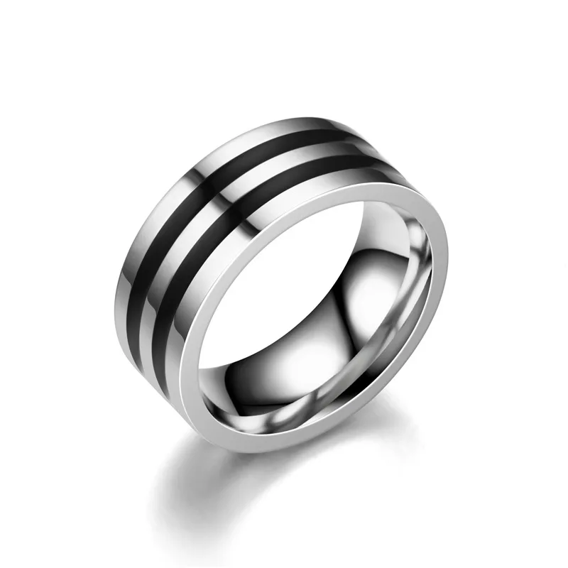New jewelry titanium steel men's ring retro personality stainless steel dripping black oil magic ring 3