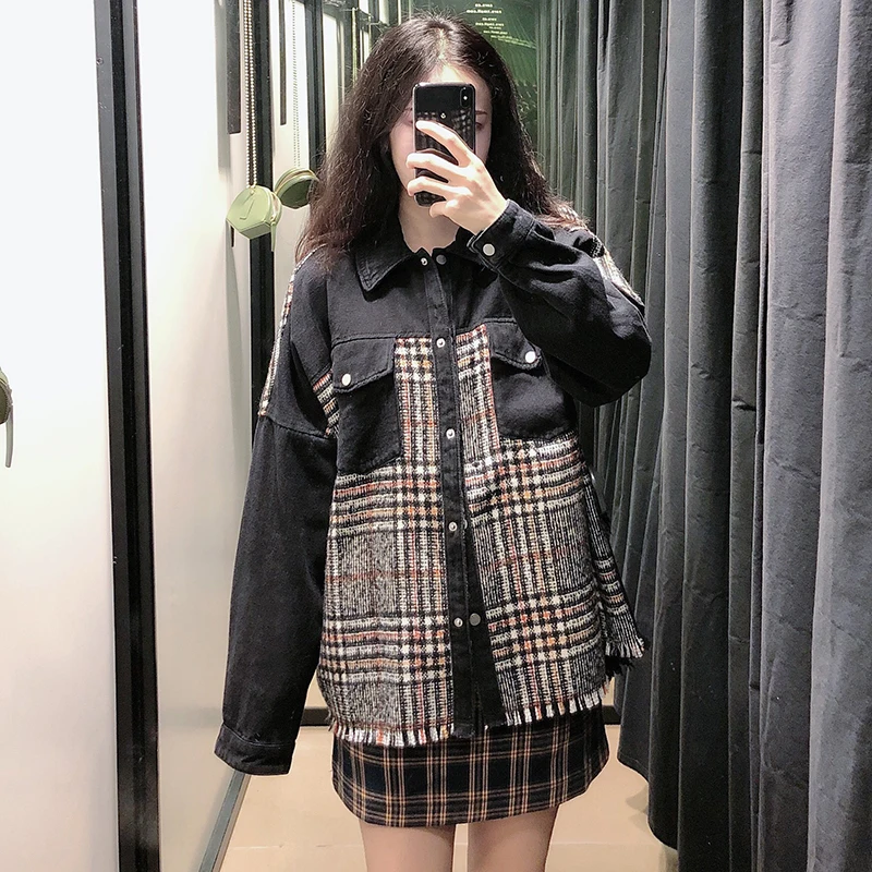 incredible  GCAROL Women Turn-down Collar Jackets Coats With Tassels Patchwork Long Sleeve Spring Fall Winter C