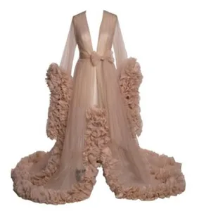 Соблазнительные шикарные свадебные пушистые тюлевые халаты, изготовленное на заказ Тюлевое платье для беременных, платье для фотосессии, женское длинное прозрачное Тюлевое платье
