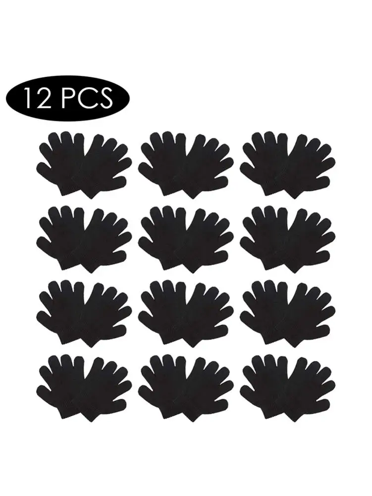 12 Pcs Kids Magic Gloves Elastic Knitting Gloves For Children Winter Outdoors Playing Skiing