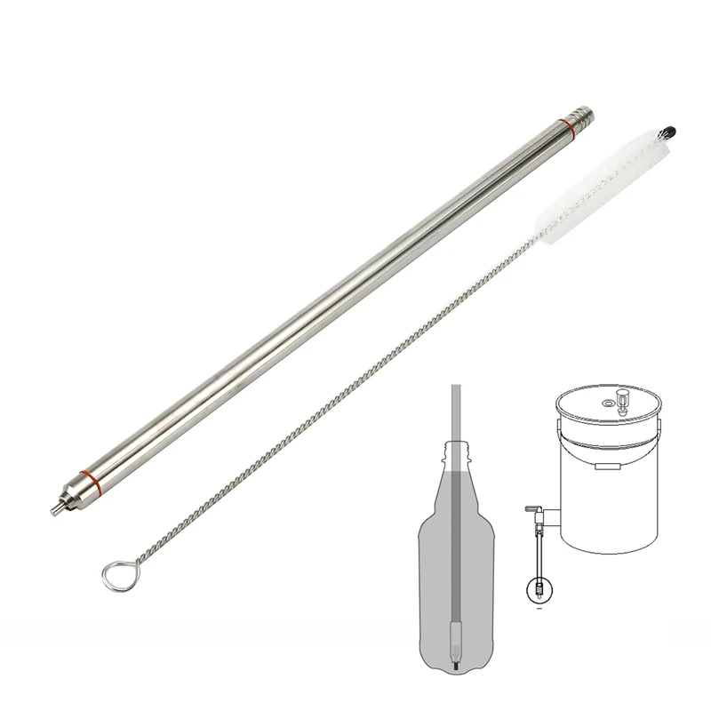 

2Pcs/set Stainless Steel Wine Beer Bottling Stop Spring Loaded Wine Beer Bottle Filler with Nyon Brush Home Brewing Accessories
