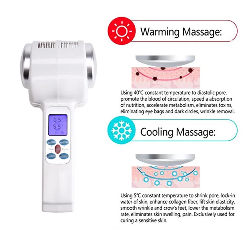 Kaufen DARSONVAL Ultraschall Kryotherapie Maschine Kalten Heißer Hammer Gesichts Ausrüstung Gesicht Körper Haut Verschärfung Hebe Massager Schönheit Pflege
