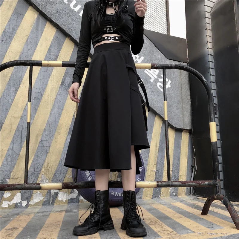kpop Blackpink lisa same korean Retro Summer Harajuku Skirt with pocket hip hop skirt women streetwear High waist tooling skirt