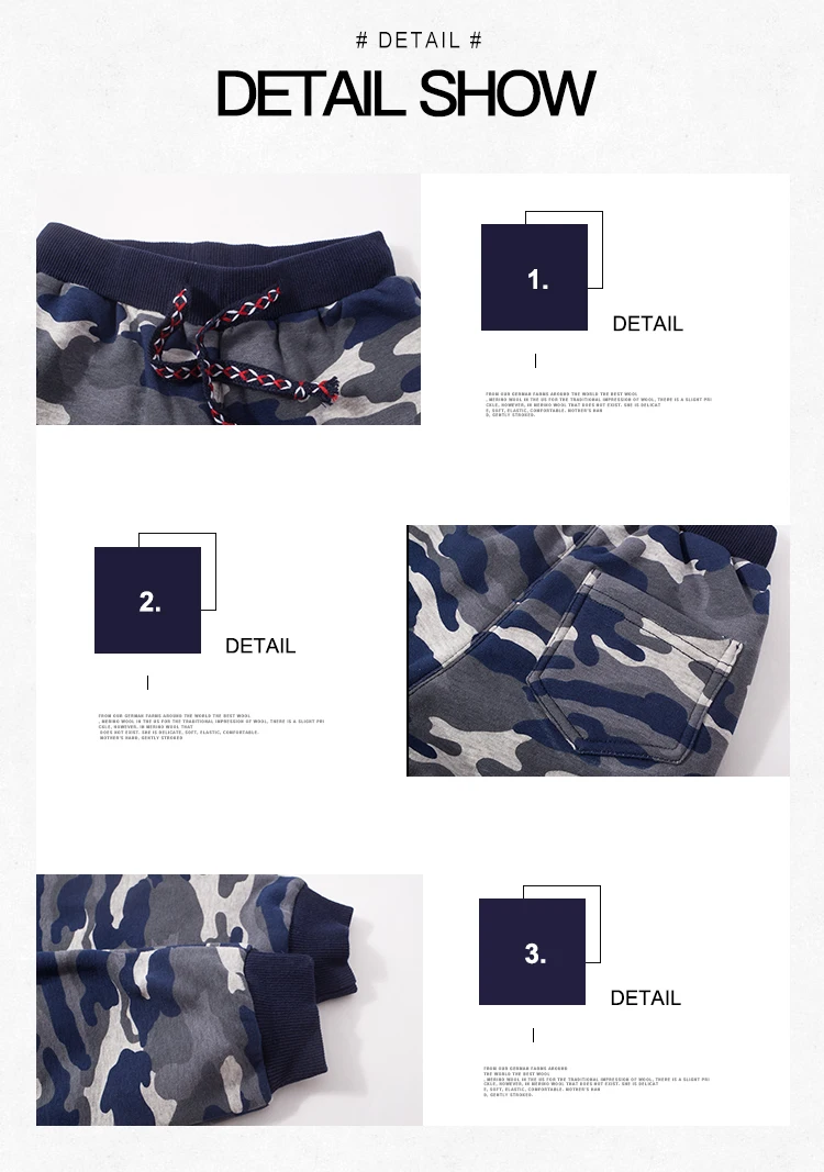 DON`T CALL ME BABY Boys Autumn Camouflage Printed Pants Kids Cotton Soft Warm Pants Children New Printed Basic Pants 54746
