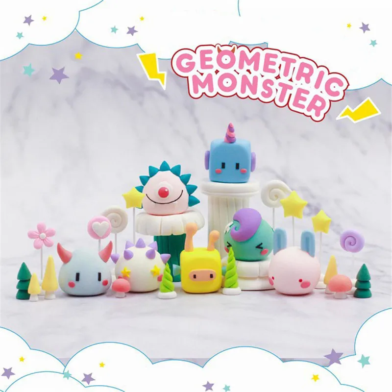 Cartoon funny cute geometric monster hand office abdomen blind box has mystery series cute cute doll gift children's toys