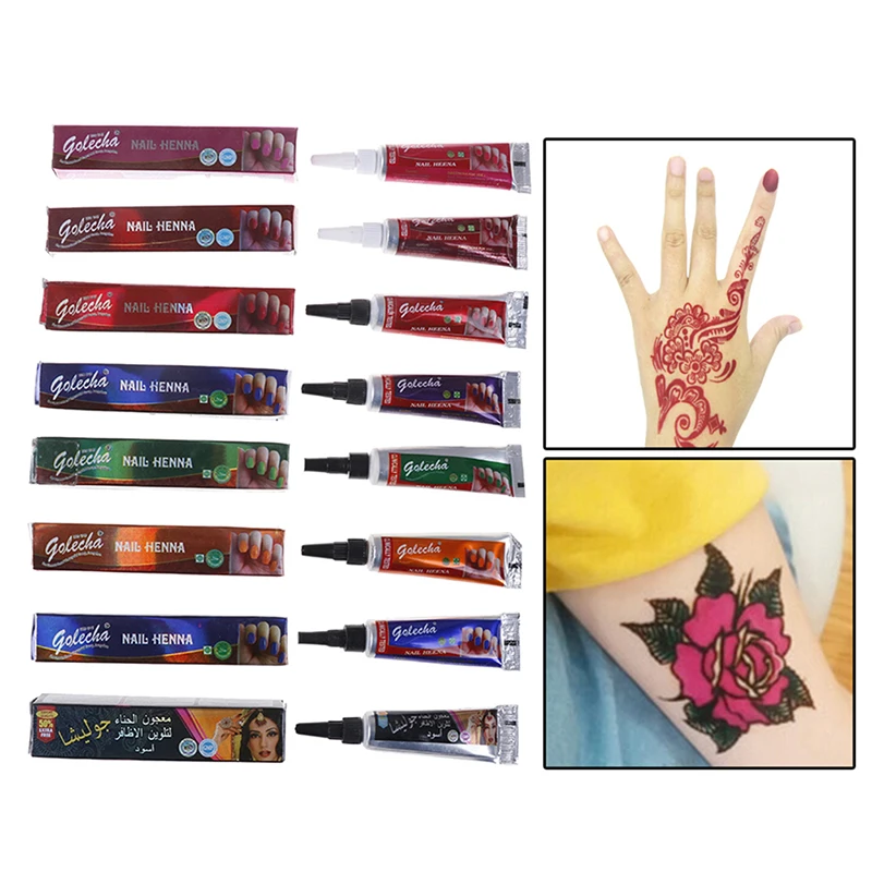 1 Piece Indian GOLECHA Henna Paste Body Art Mehndi Colored Muslim Nail Polish Cones For Islamic Natural |