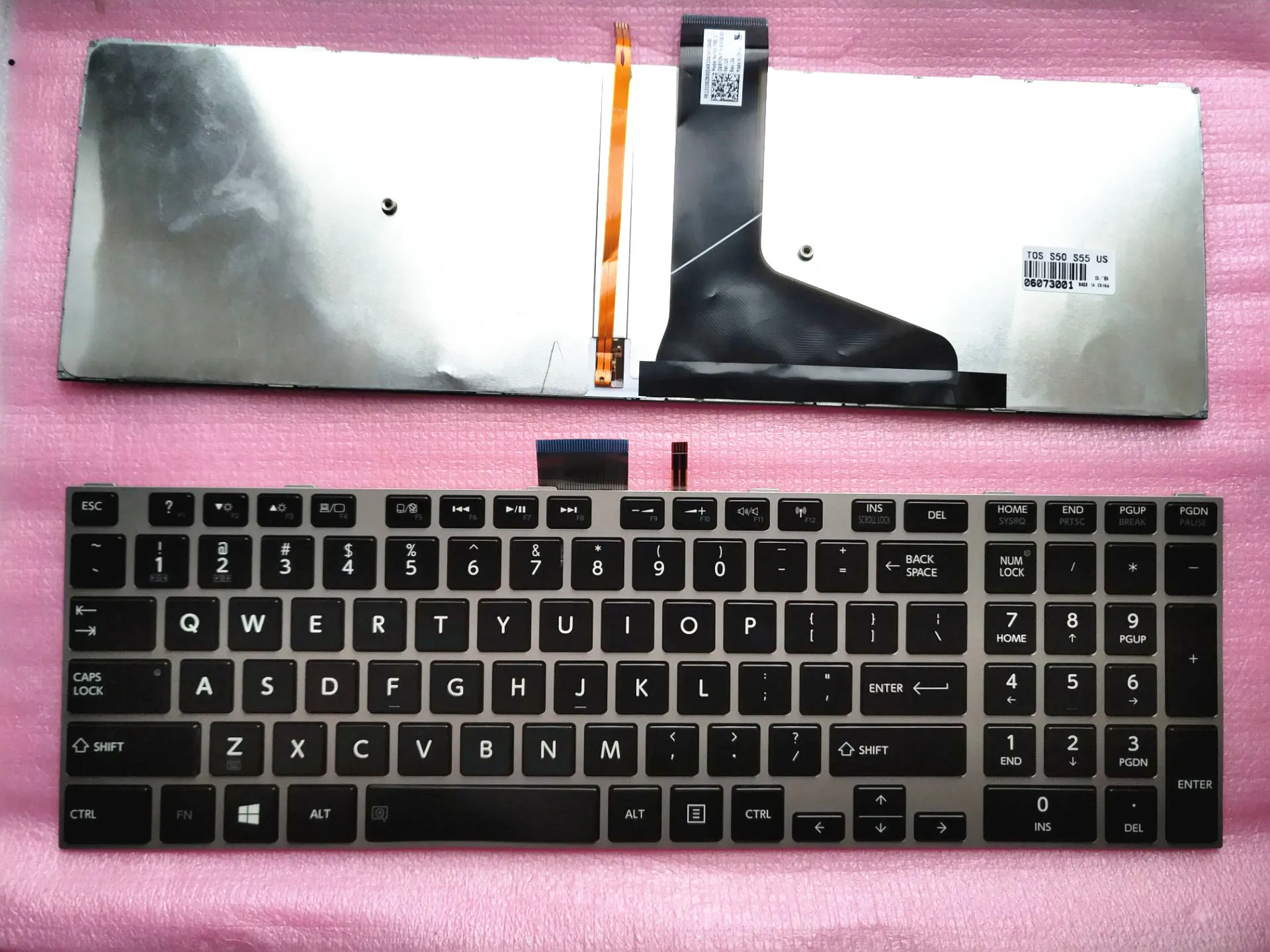 Черная серебряная клавиатура US для Toshiba Satellite E55-A5114 E55T-A5320 с подсветкой |