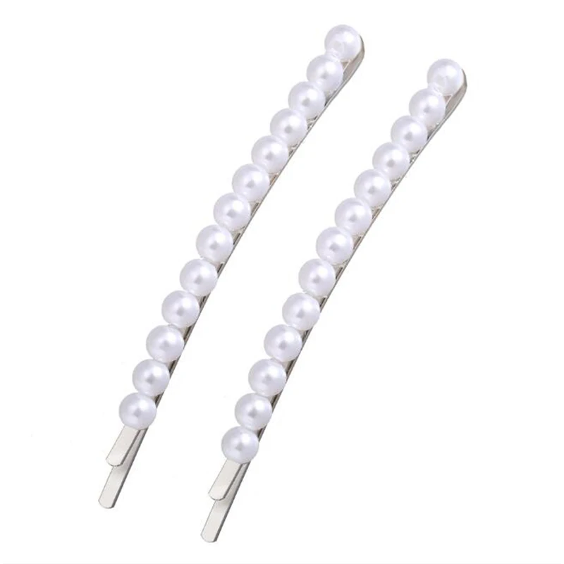 Корейская мода, белый жемчуг заколки для волос для женщин заколка для волос шпильки трендовые ручной работы аксессуары для укладки волос подарок для девочки D40 - Цвет: Single row of pearls
