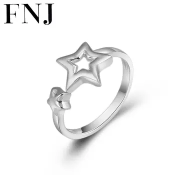 

FNJ 925 Silver Rings Adjustable Size Open Pentagram Popular S925 Solid Thai Silver Ring for Women Jewelry Fine five-pointed