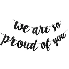 

We Are So Proud Of You Golden Glitter Letter Pull Flag Party Flower Flag Graduation Banner String Pull W2C4