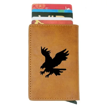 

Classic Winged eagle Credit Card Holder Men And Women Metal RFID Vintage Aluminium Box PU Leather Fashion Card Wallet