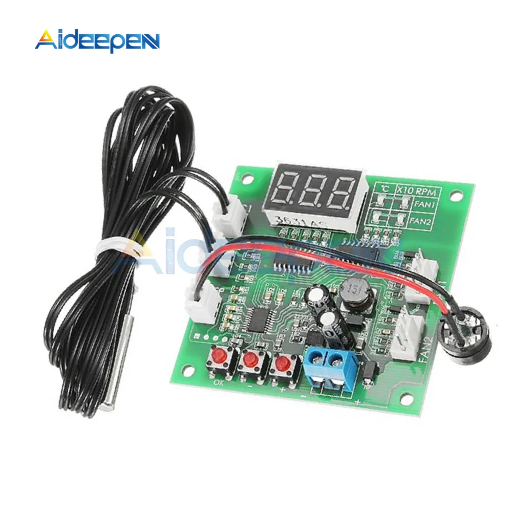 

DC 8-60V 2 Way Cooling PWM LED Digital Fan Temperature Controller Temperature Speed Governor Thermostat Regulator 12V 24V 48V