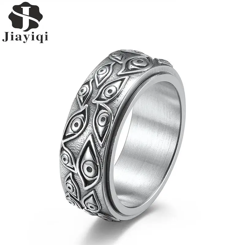 Carved Eyes Mens Ring Stainless Steel Vintage Punk Finger Jewelry Rock Culture Ring Unisex Men Women Party Accessories