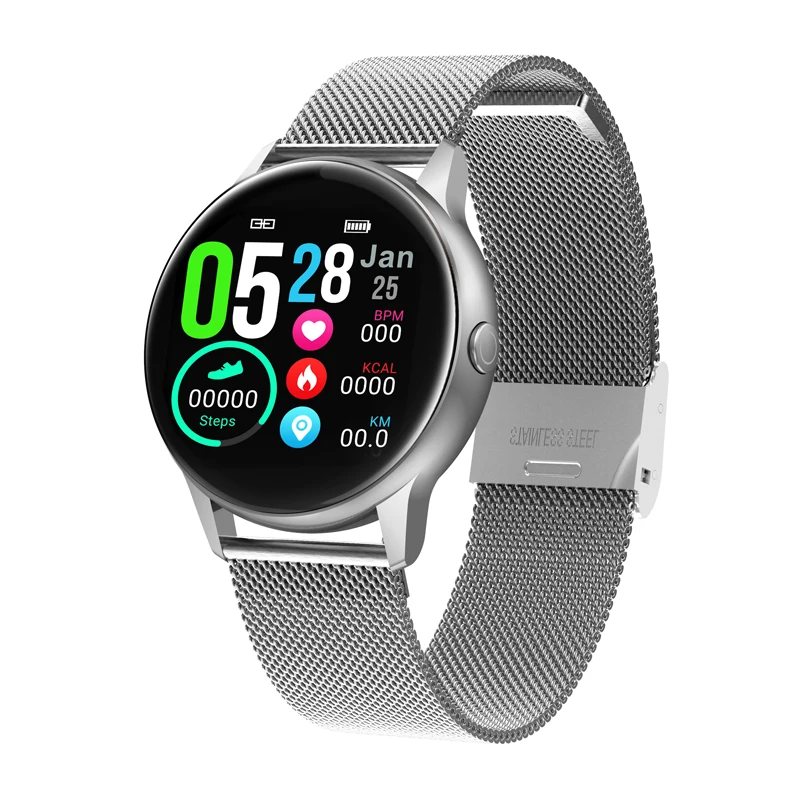 Водонепроницаемые Смарт-часы браслет монитор сердечного ритма во время сна кровяное давление фитнес-трекер для женщин и мужчин носимое подключение IOS Android - Цвет: Steel strip Silver