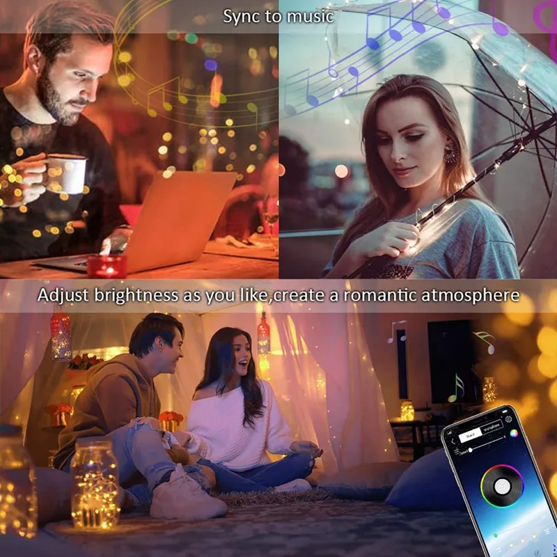 US $9.99 RGB Colorful Bluetooth String Light LED Lights For Room Ceiling Lights Outdoor Lighting Pendant Lights For Bar Lighting Decor