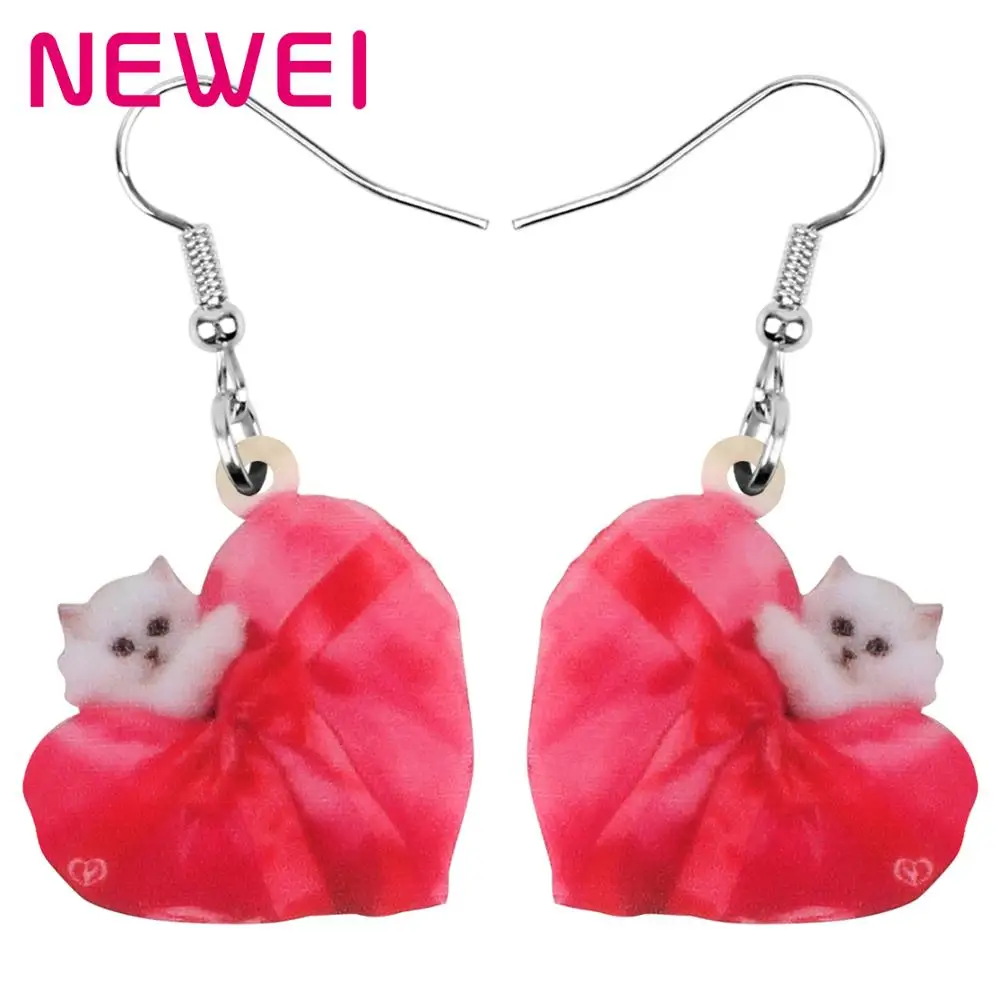 Серьги-подвески в форме капли NEWEI акриловые серьги с бантиком и сердечком для