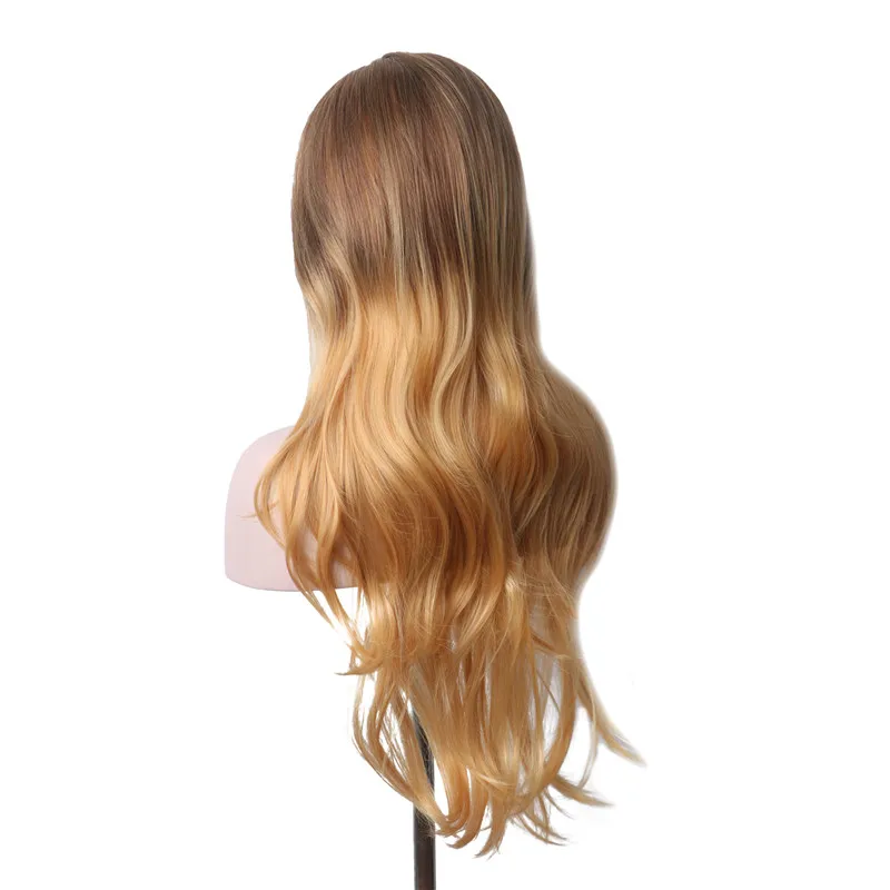 WoodFestival смешанные цвета Роза чистая внутри длинные волнистые косплей синтетический парик для женщин термостойкие парики