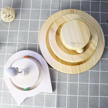 

Wooden cat toy cats self-turntable ball orbit ball kitty supplies pet gift gift box solid wood
