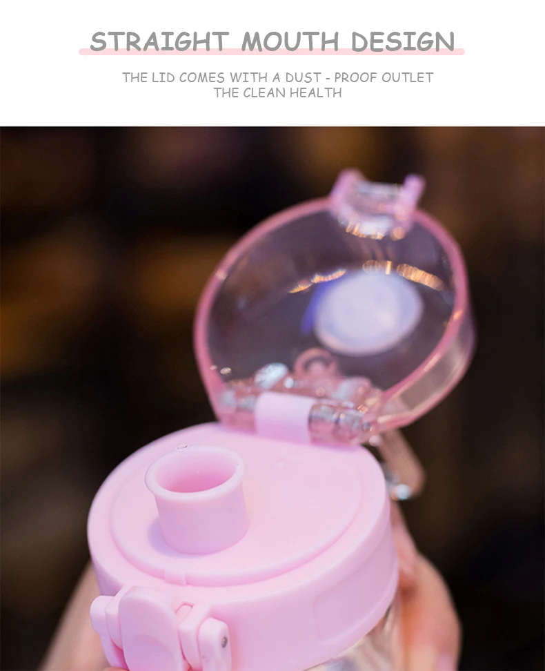 Летняя розовая вишневая стеклянная бутылка для воды спортивная Хрустальная крышка прыжка колба портативные взрослые дети детские спортивные питьевые бутылки