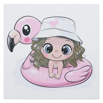 

Painting "Girl on a Flamingo" 35x35 cm 5181103