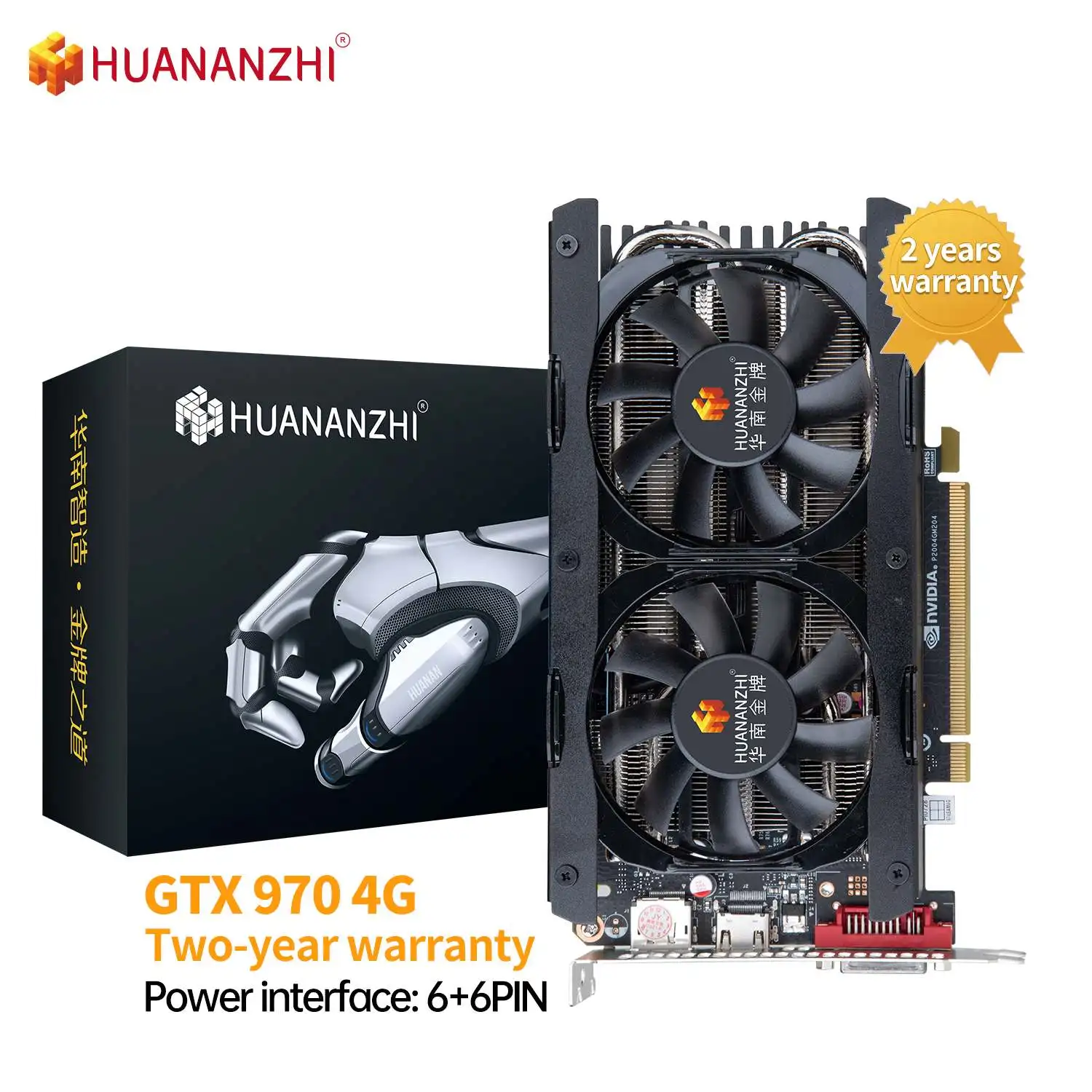 HUANANZHI GTX 970 4G RTX 2060 6G новый оригинальный Графический 192Bit GDDR6 DVI DP HDMI-совместимые