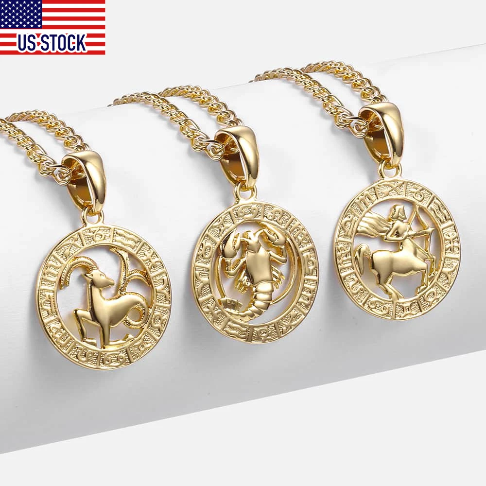Zodiac sign pendants gold Clearance