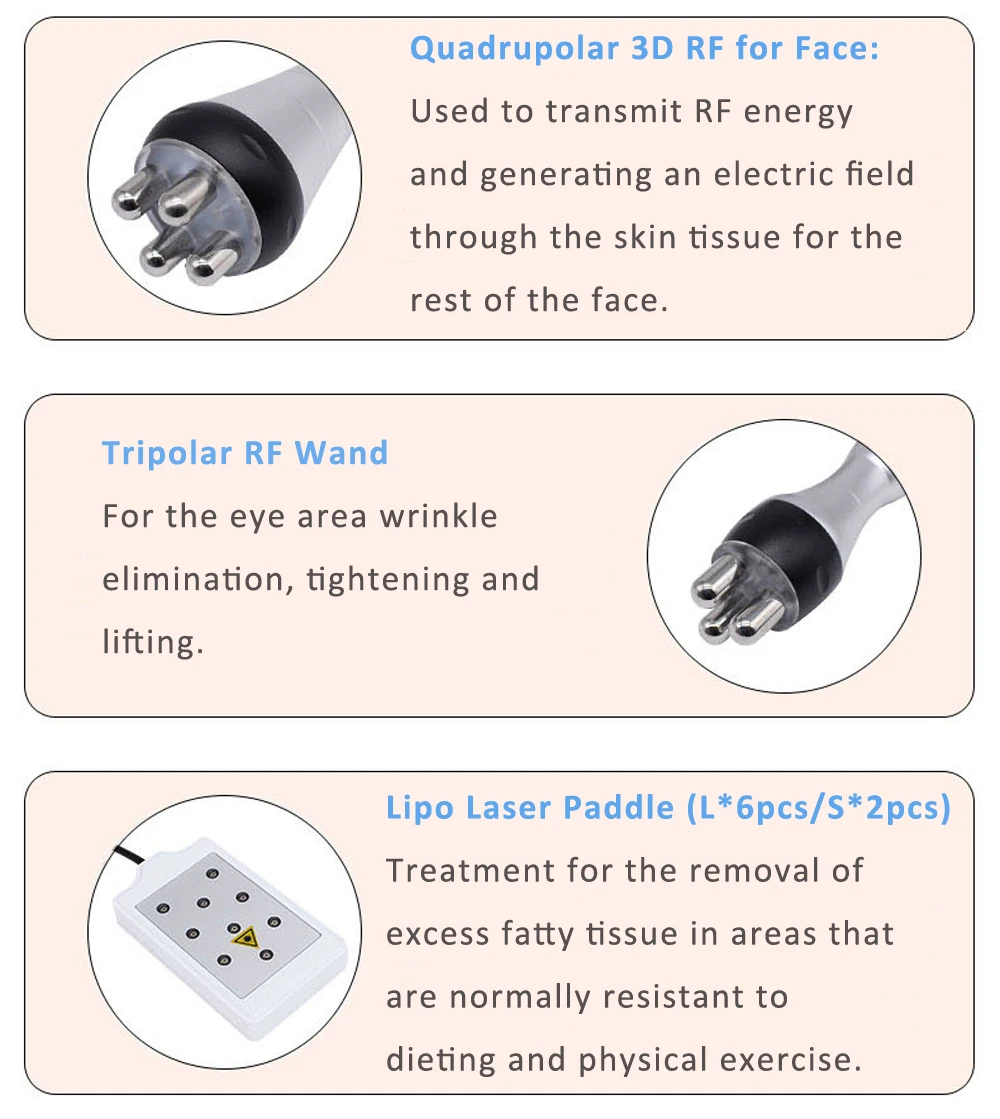 Replace Kim 8 Cavitation RF Operation Wands Vacuum Lipo Laser Paddle Beauty Machine 40KHz Ultrasonic Nozzle Replacement 4