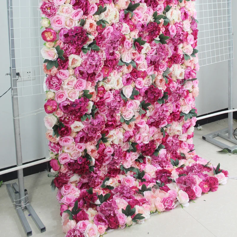 

SPR 4ft*8ft roll up cloth flower wall Artificial rose wedding occasion backdrop arrangement flowers decorations free shipping