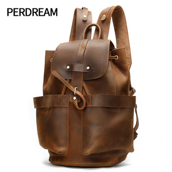 

Retro leather backpack men and women crazy horse leather travel backpack men and women first layer cowhide bag