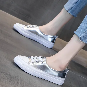 

Genuine leather flat sneakers for women 2020 spring new soft bottom wild large size 35-43 running shoes women ZS-09