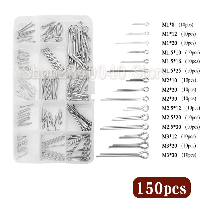 150Pcs Split Cotter Pins Mechanical Hitch Hair Tractor Fastener Clips for Automotive Mechanics Engine Repair Fastener Split Pin