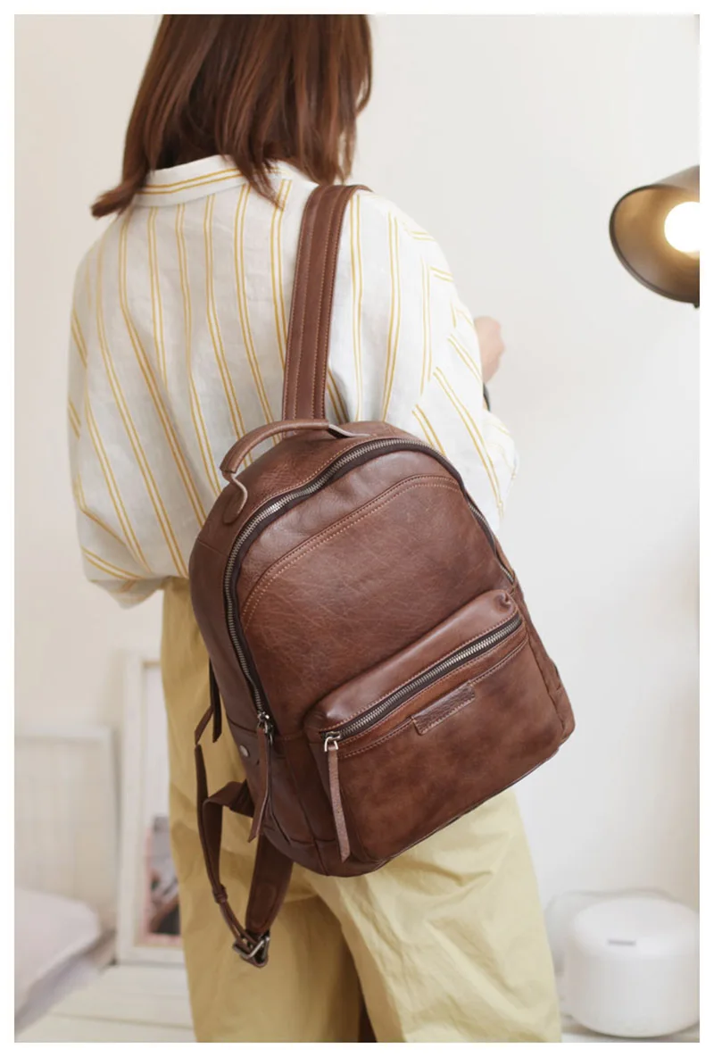 EUMOAN кожаная винтажная Ретро сумка на плечо, женский кожаный рюкзак большой емкости