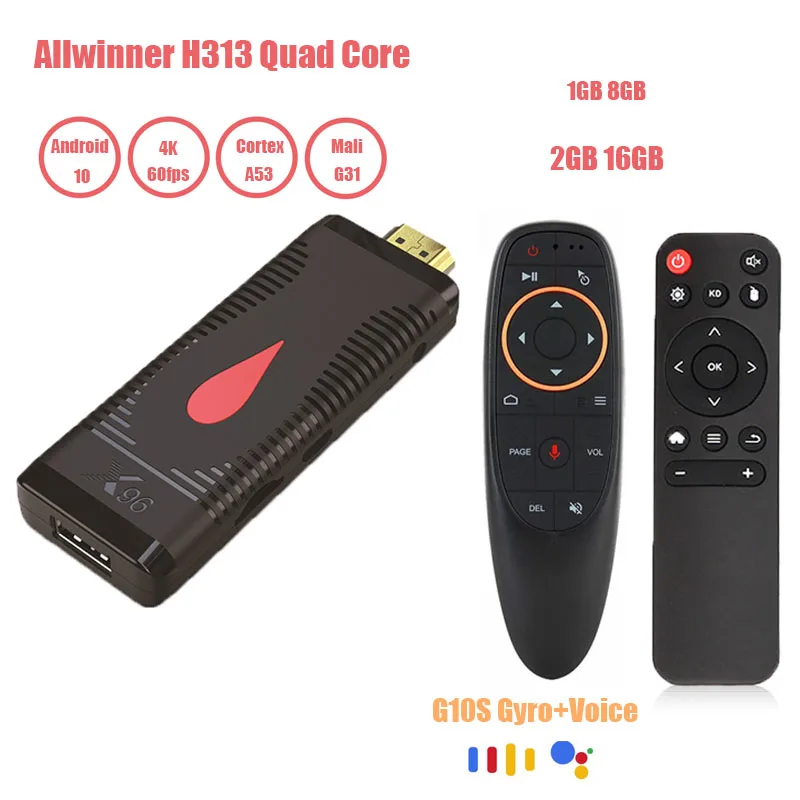 X96 S400 Mini TV Stick 10 TV Box 2.4G WIFI 2GB 16GB Allwinner H313 Smart TV Box HD Media Player Set Top