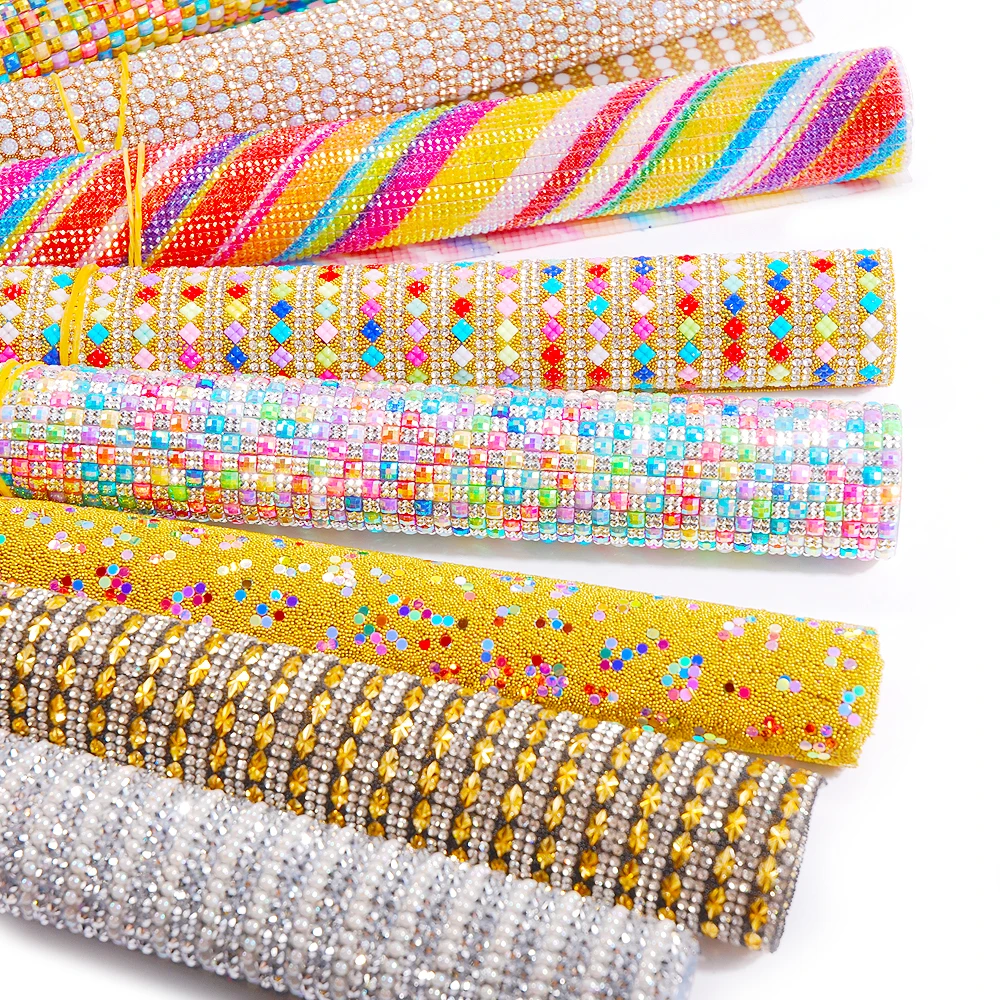 Shinning Rhinestone Hotfix Sticker 24x40cm/Sheet Iron On Colorful Phone Case Self Adhesive Scrapbooking Sticker Shoes Decor