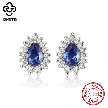 

Rinntin Real S925 Silver Women Luxury Stud Earrings AAAA Zircon Female Waterdrop CZ Earrings Weeding Jewelry Gifts TSE253