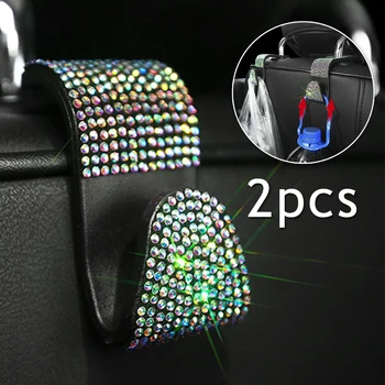 

2 Pcs Rhinestone Auto Fastener Clip Diamond Car Folder Ticket Receipt Card Clip Storage Holder Accessorie