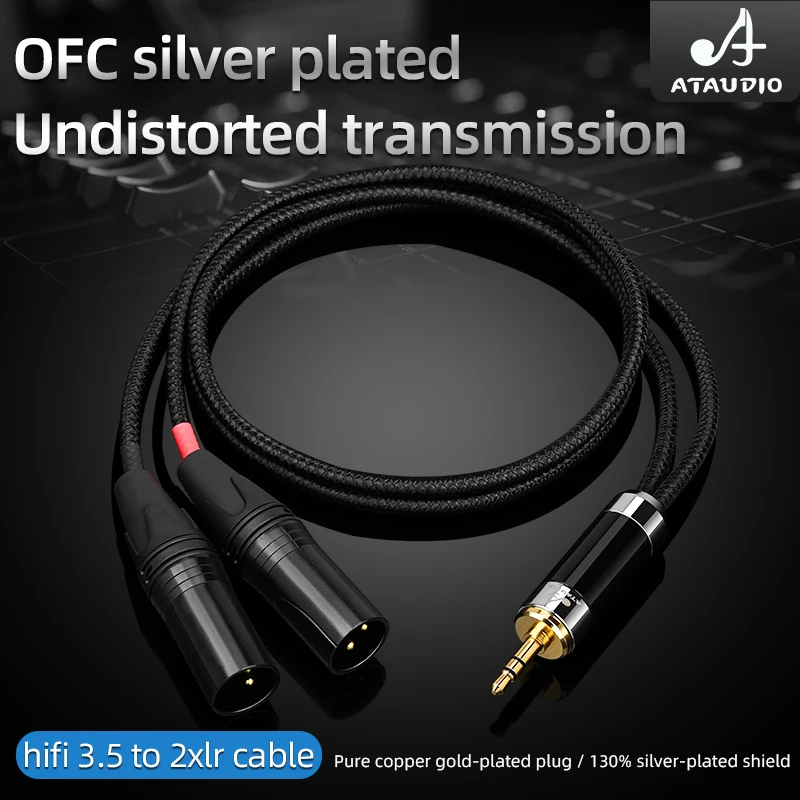 Fidelidade 3.5 mm Cabo Aux Estéreo de Alta Fidelidade 3.5 mm para 2xlr Áudio Cabo Aux Xlr Jack 3.5 para 6n Ofc Prata Chapeado Cabo Alta - Image 3