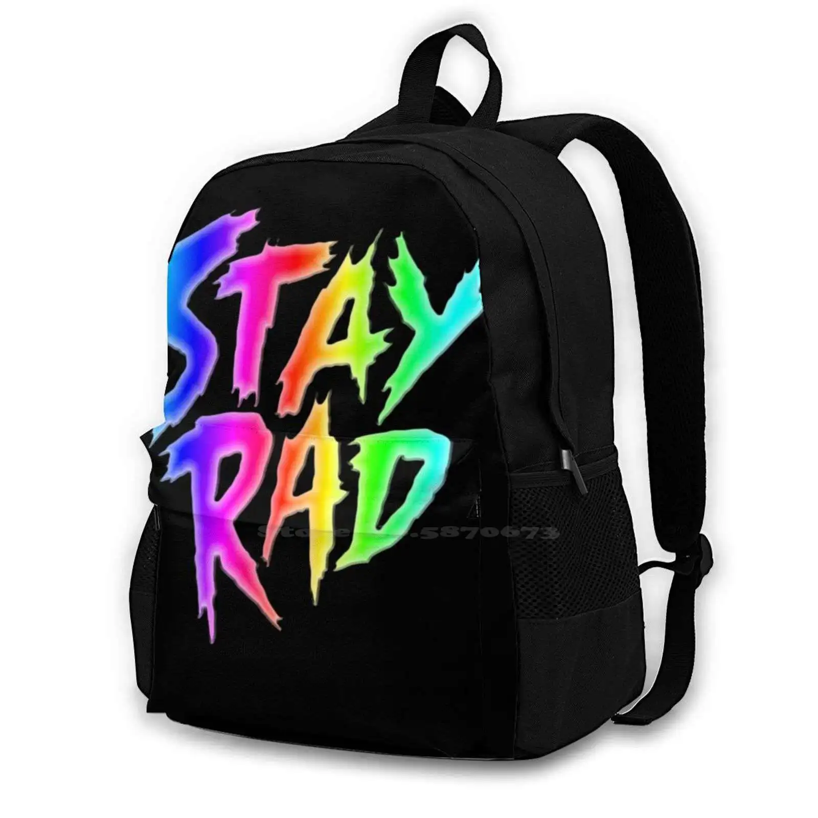 

Stay Rad-Rainbow-Airbrush Backpack For Student School Laptop Travel Bag Stay Rad Rad Airbrush Aibrush Radical Cool Awesome