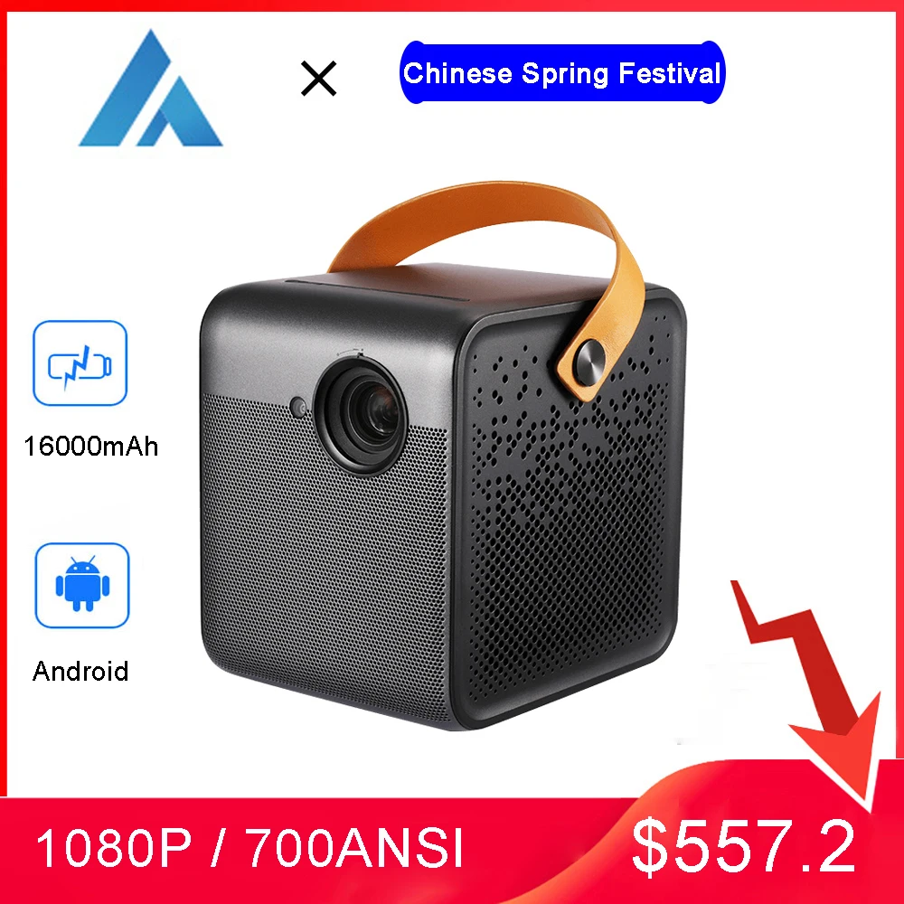 Fengmi Smart 1080P Projector 700ANSI Lumens DLP Android Wifi Support 4K Projector Built-in Battery Home Home Theater Beamer