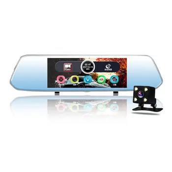 

7 Inch Driving Recorder Plastic Hd Electronic Dog Rearview Mirror Driving Recorder Dual Lens With Reversing Image